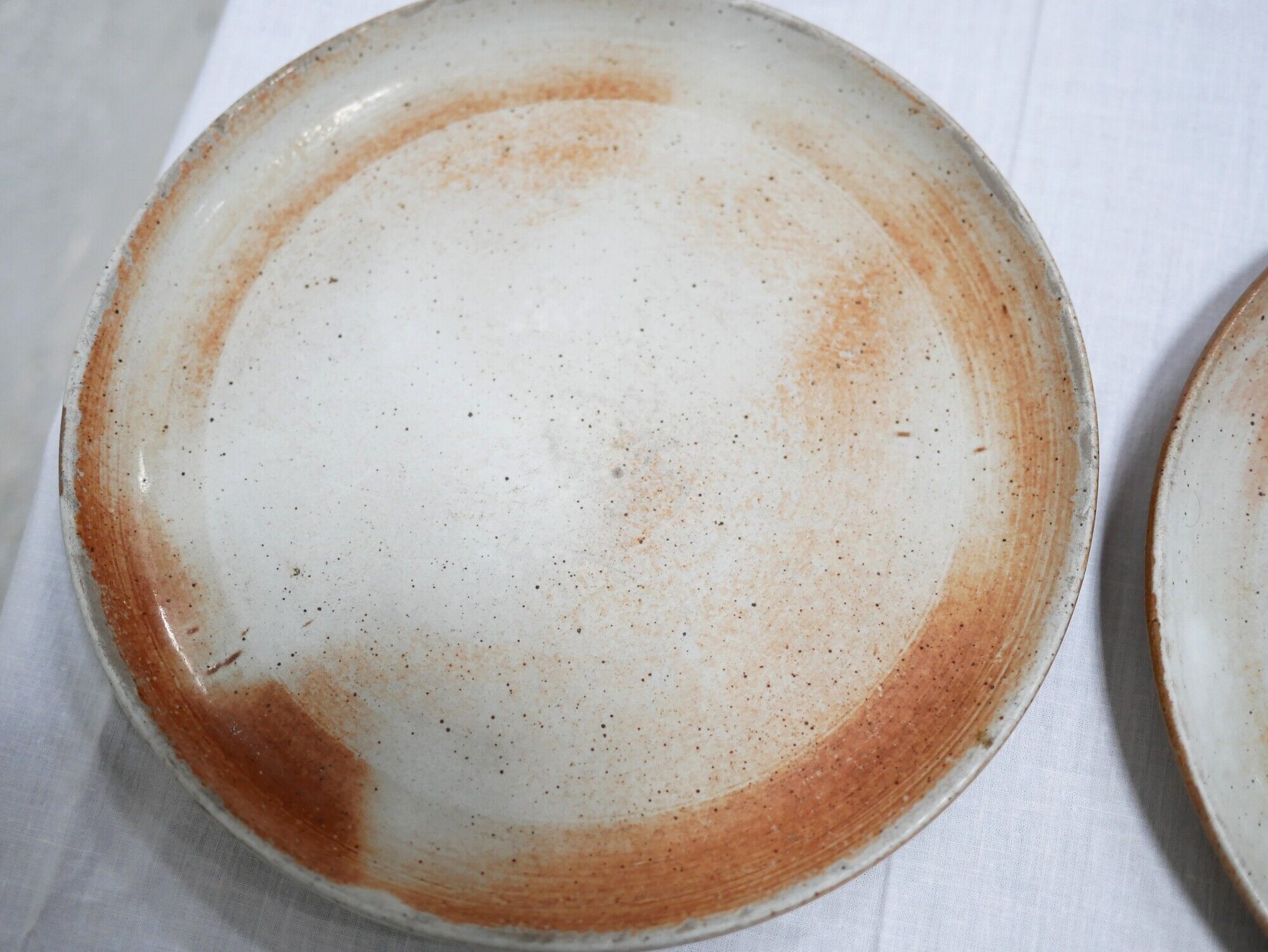Series of 9 vintage stoneware plates by Les Poteries du Marais, France