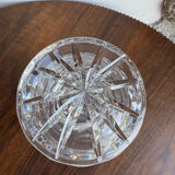 Cut and engraved crystal vase – vintage floral decoration