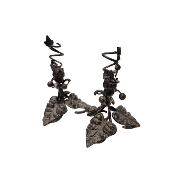 Antique French Candlesticks With Leaves, from around 1900