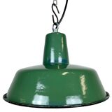 Industrial green enamel pendant lamp, 1960s