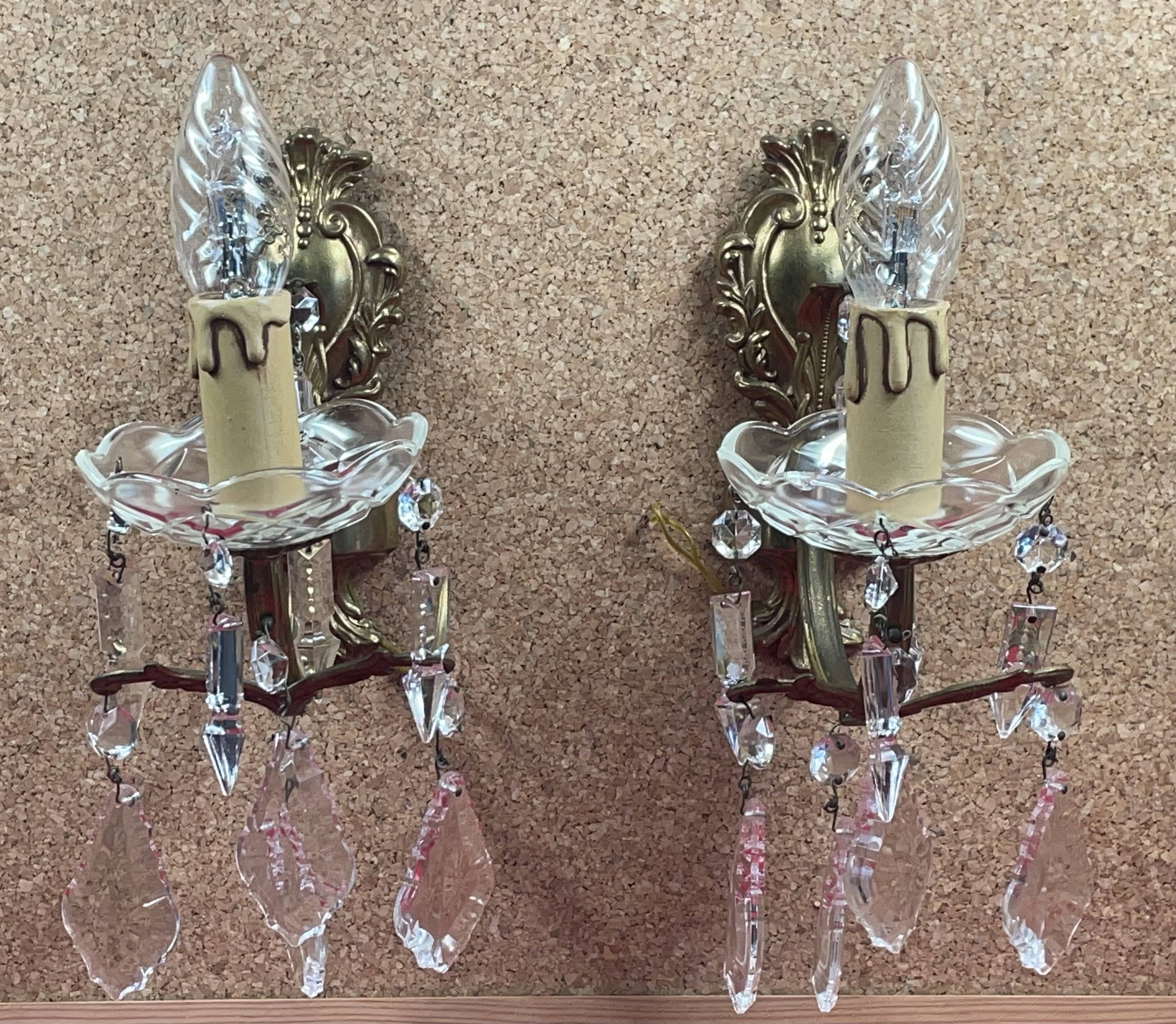 Pair of Baroque Gilt Bronze Sconces with Tassels