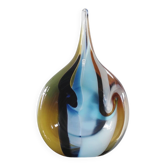 Large sculptural drop vase made of blown glass signed Mdina Glass Malta.