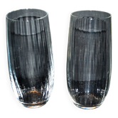 Set of 2 vintage Portieux H15 Venetian-ribbed molded glass juice and water glasses