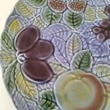 Large barbotine plate Salins blue lavender 80s