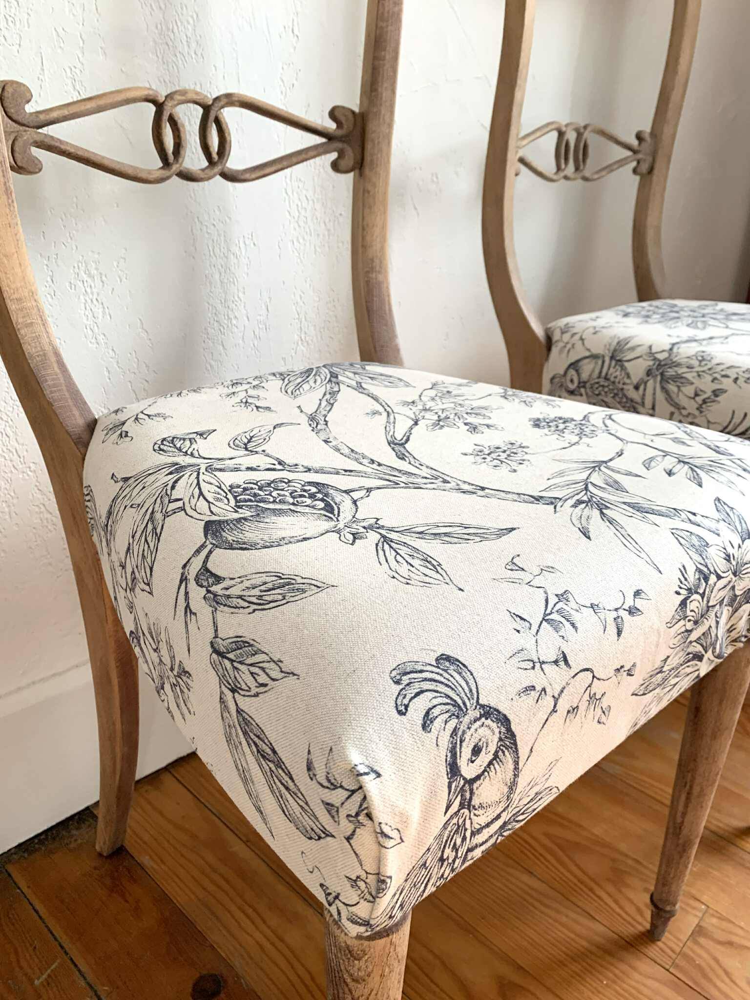 Pair of antique chairs, floral fabric