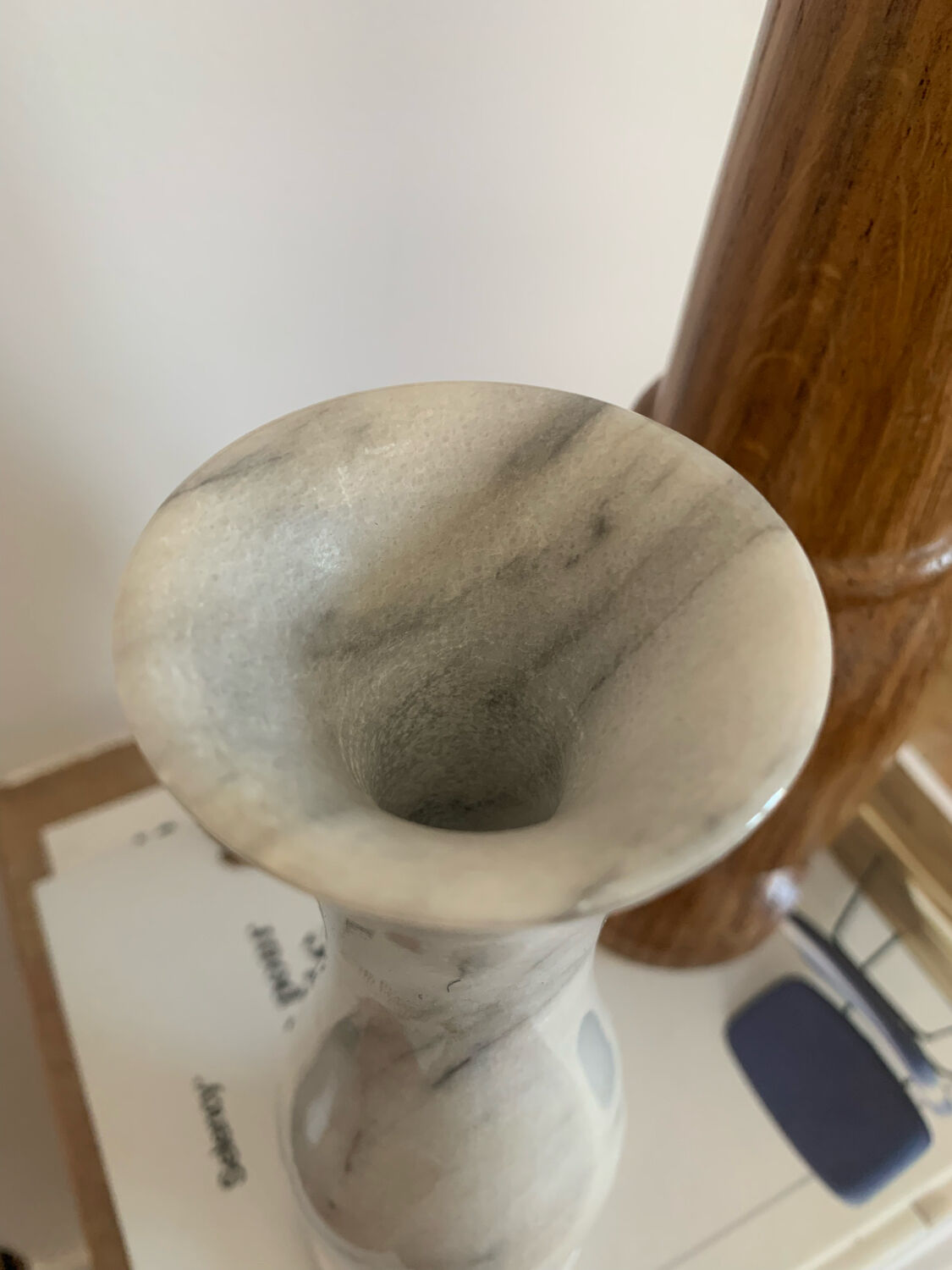 Vintage grey marble candle holder