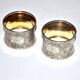 Set of 2 antique napkin rings in 800 Solid SILVER - monogrammed ring