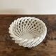 Small vintage white woven ceramic basket