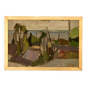Original Oil on Panel – “View” by Sven Olof Rosén – Signed, Framed 49 × 34
