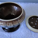 Pique flowers ceramic centerpiece tone white brown and blue