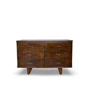 A vintage Italian chest of drawers, made of veneered walnut and solid wood,