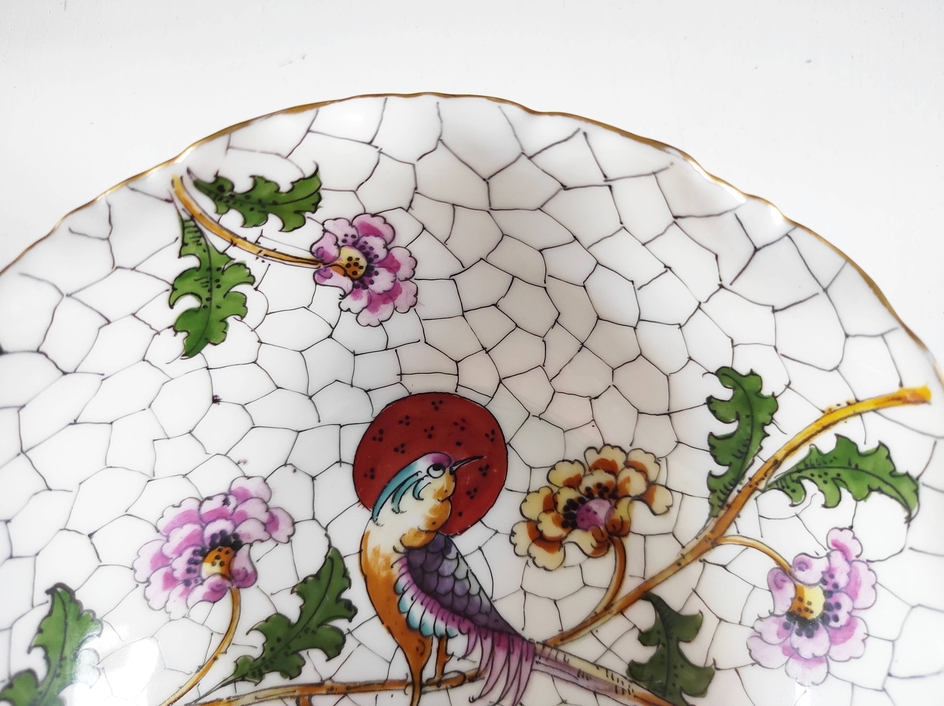Hand-painted Limoges porcelain bird emptier