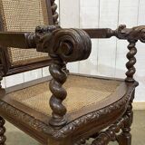 Louis XIII style armchair in oak - early 20th century