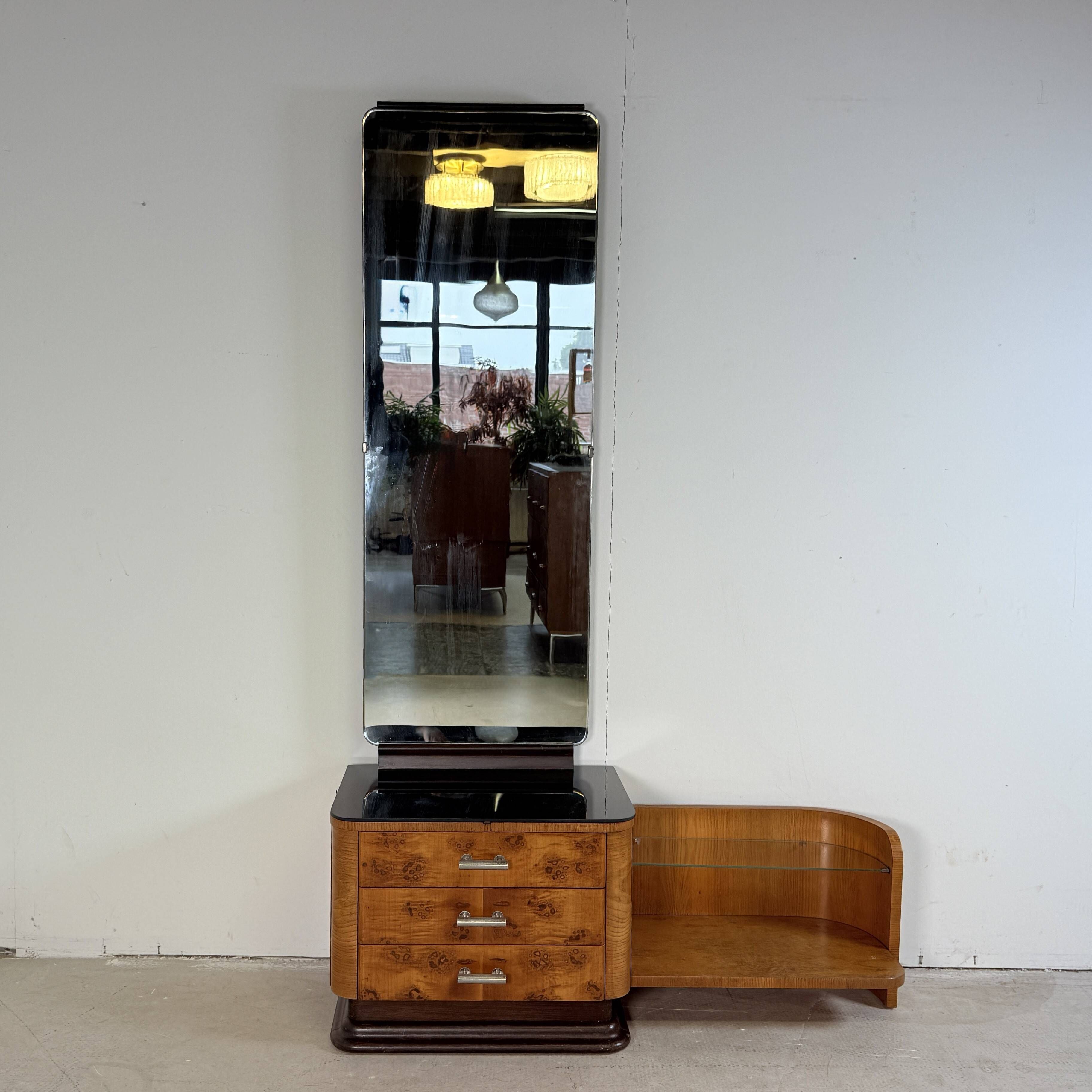 Vintage UP Závody Burl Walnut Dressing Table by Jindřich Halabala, 1957