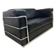 Vintage black leather two seat / sofa / sofa