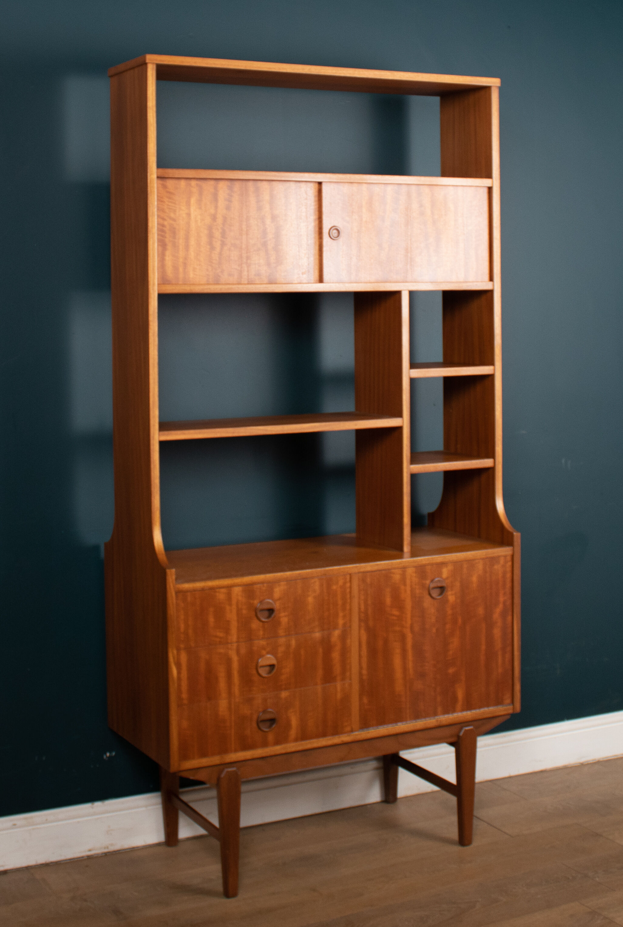 Retro Teak 1960s Two Sided Mid Century Room Divider Bookcase Shelving