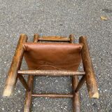 Chaise pour enfant en bois massif et cuir véritable