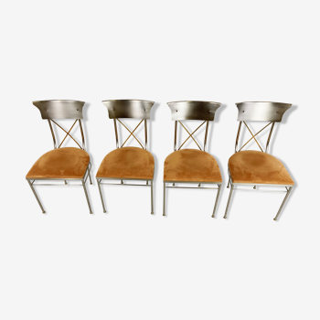 Chaises de salle à manger vintage en chrome Belgo, ensemble de 4 - 1970s