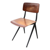 Chaise Marko vintage en contreplaqué et métal noir – années 50/60