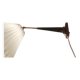 Wall lamp with adjustable ‘arm’ in copper and rosewood, with white shade.