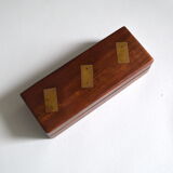 Box of brass and rosewood dominoes