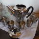 Brushed chrome nickel-plated copper coffeepot and 6 cups alu