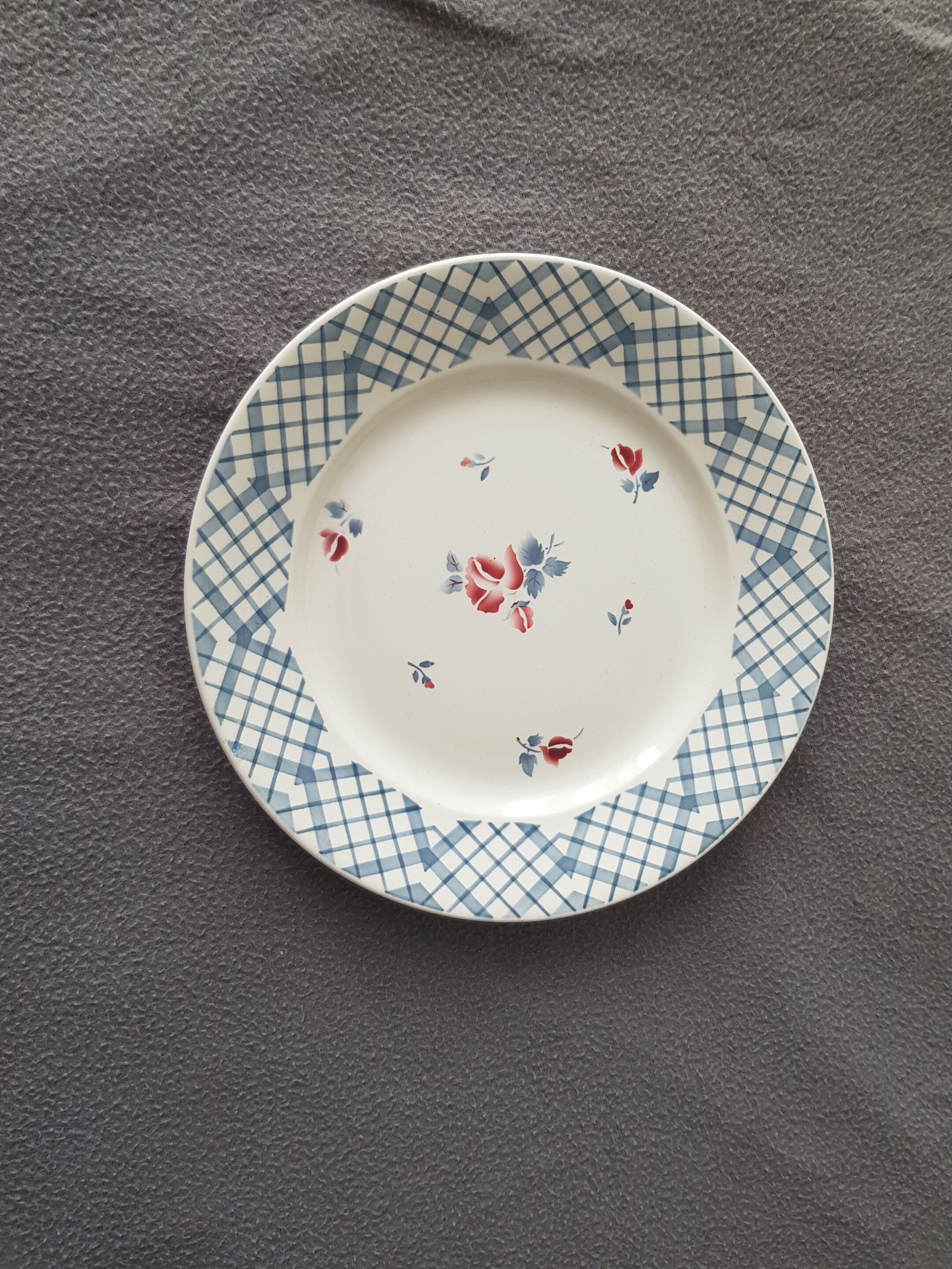 Lot De 2 Plats Ronds Ancien Digoin Sarreguemines - Faïence Fleur Bleue - 30 Et 27 Cm