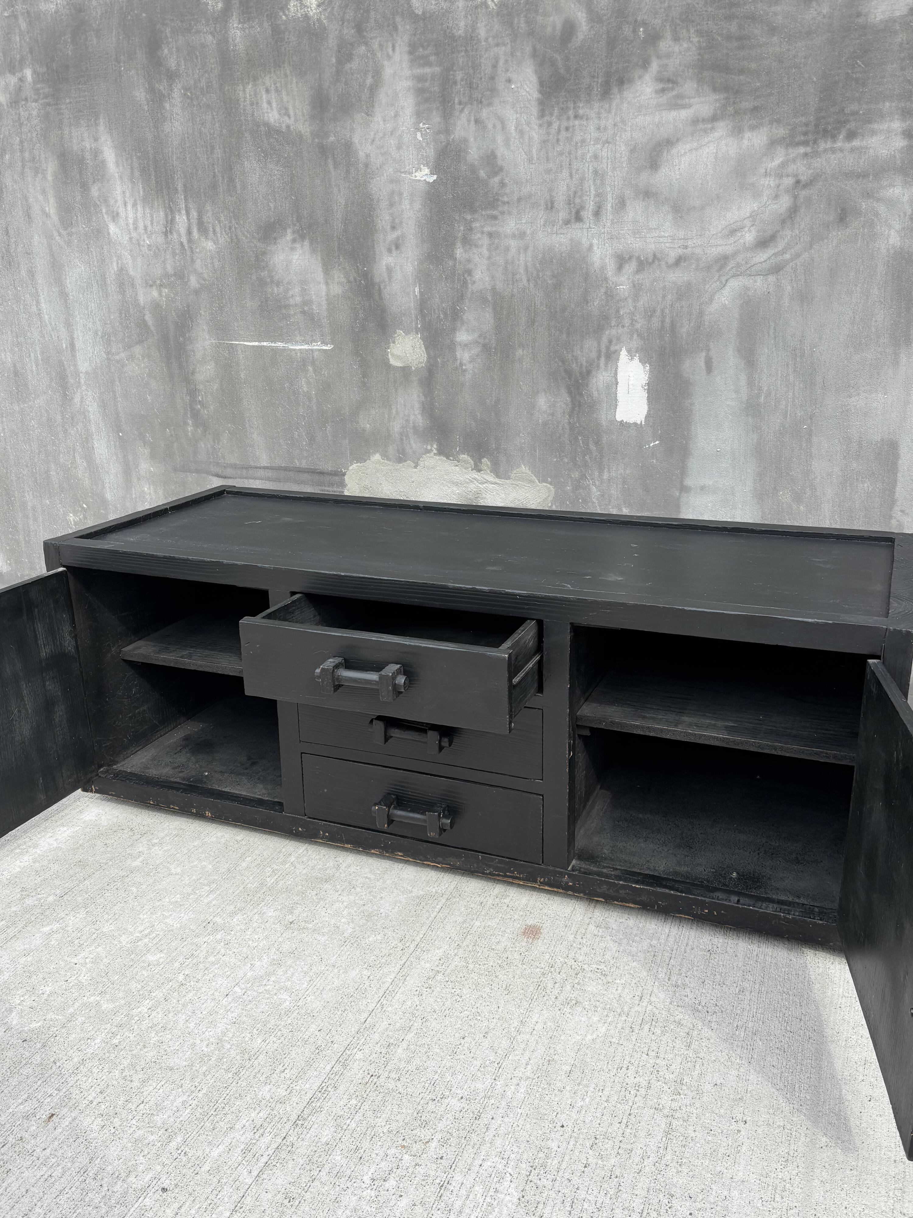 Brutalist Vintage Black Buffet