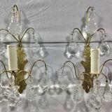 Pair of Wall Lamp Bronze And Crystal 1 Light