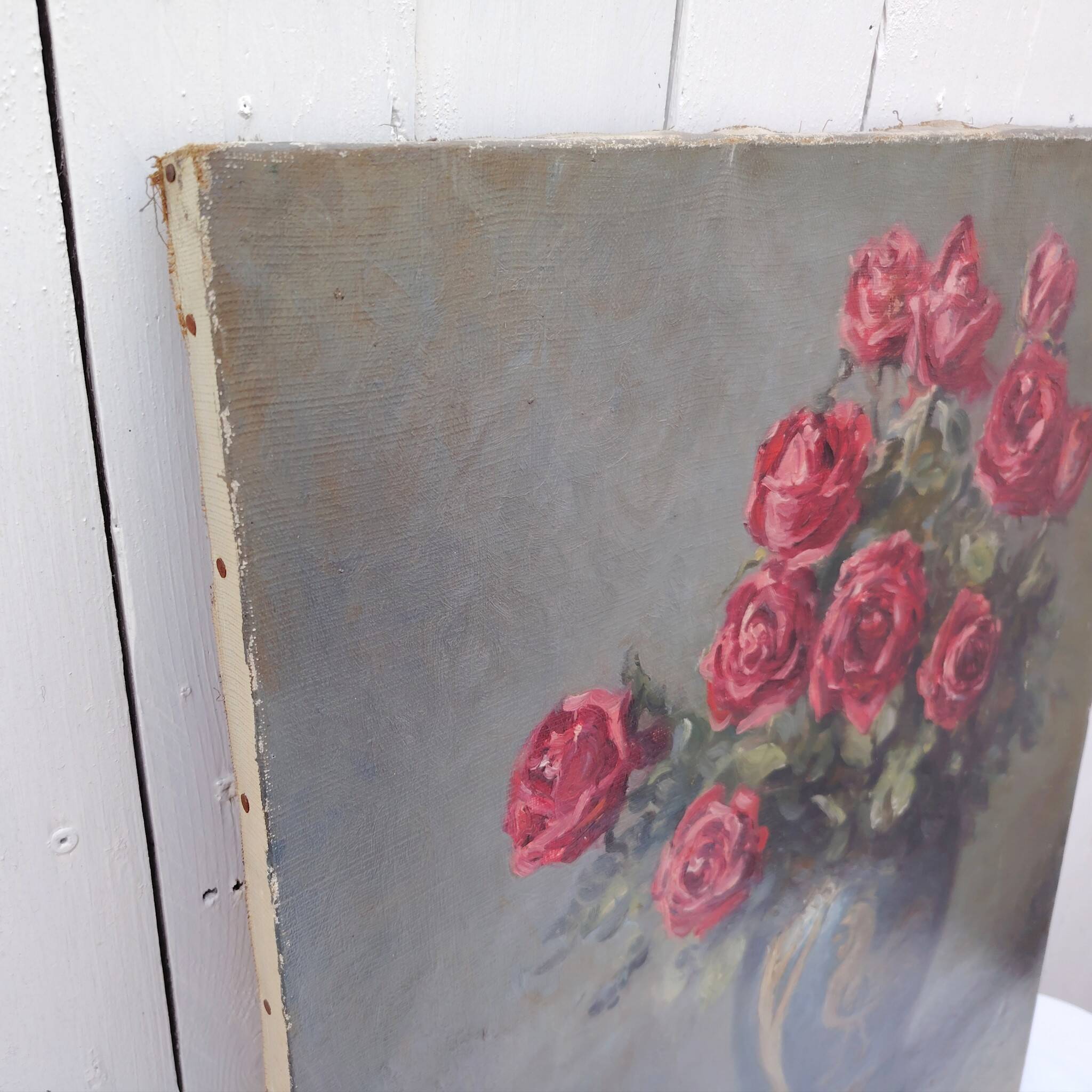 Oil on canvas, bouquet of roses, Marc-Antoine, 1929