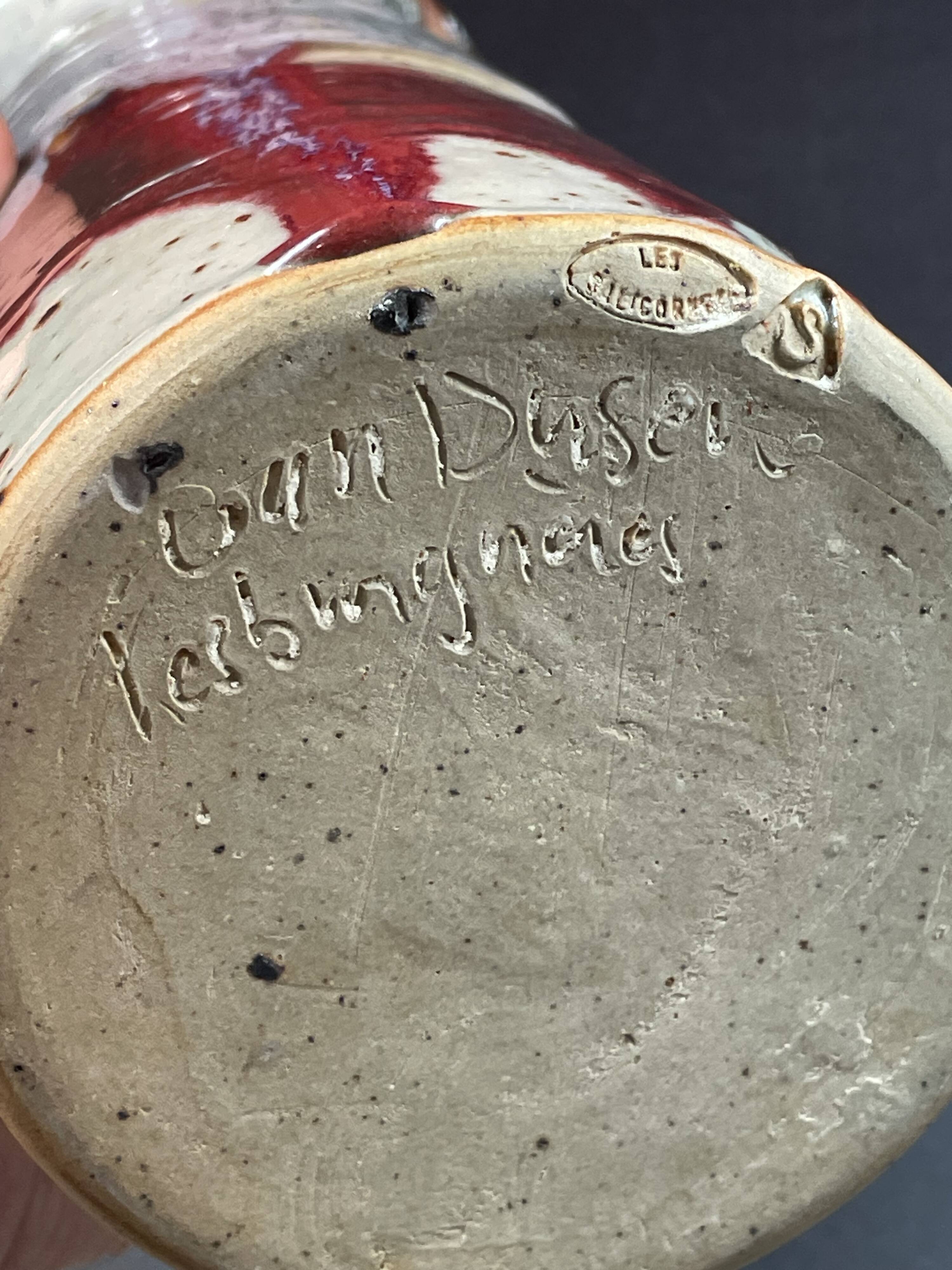 superb flared roller vase signed Les Salicornes Van Duser Lesburgueres 34 cm