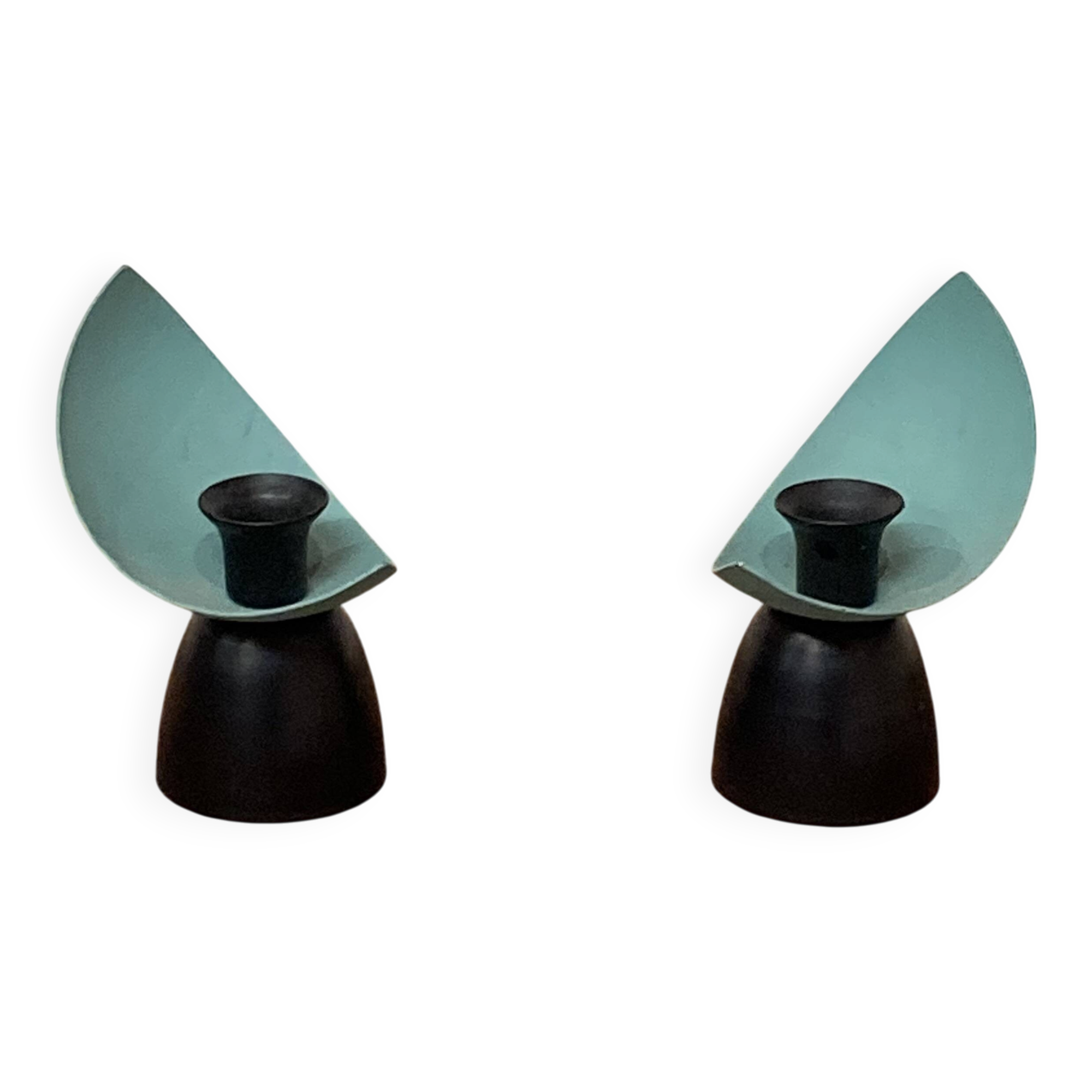Pair of metal candlesticks scandinavian design 1950.