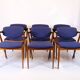 Set of six dining chairs - Model 42 - teak & blue fabric - Kai Kristiansen - Schou Andersen - 1960s