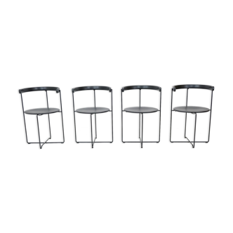 Set of 4 chairs vintage Foley minimalist by Vladimir Hardarson for Kusch + Co