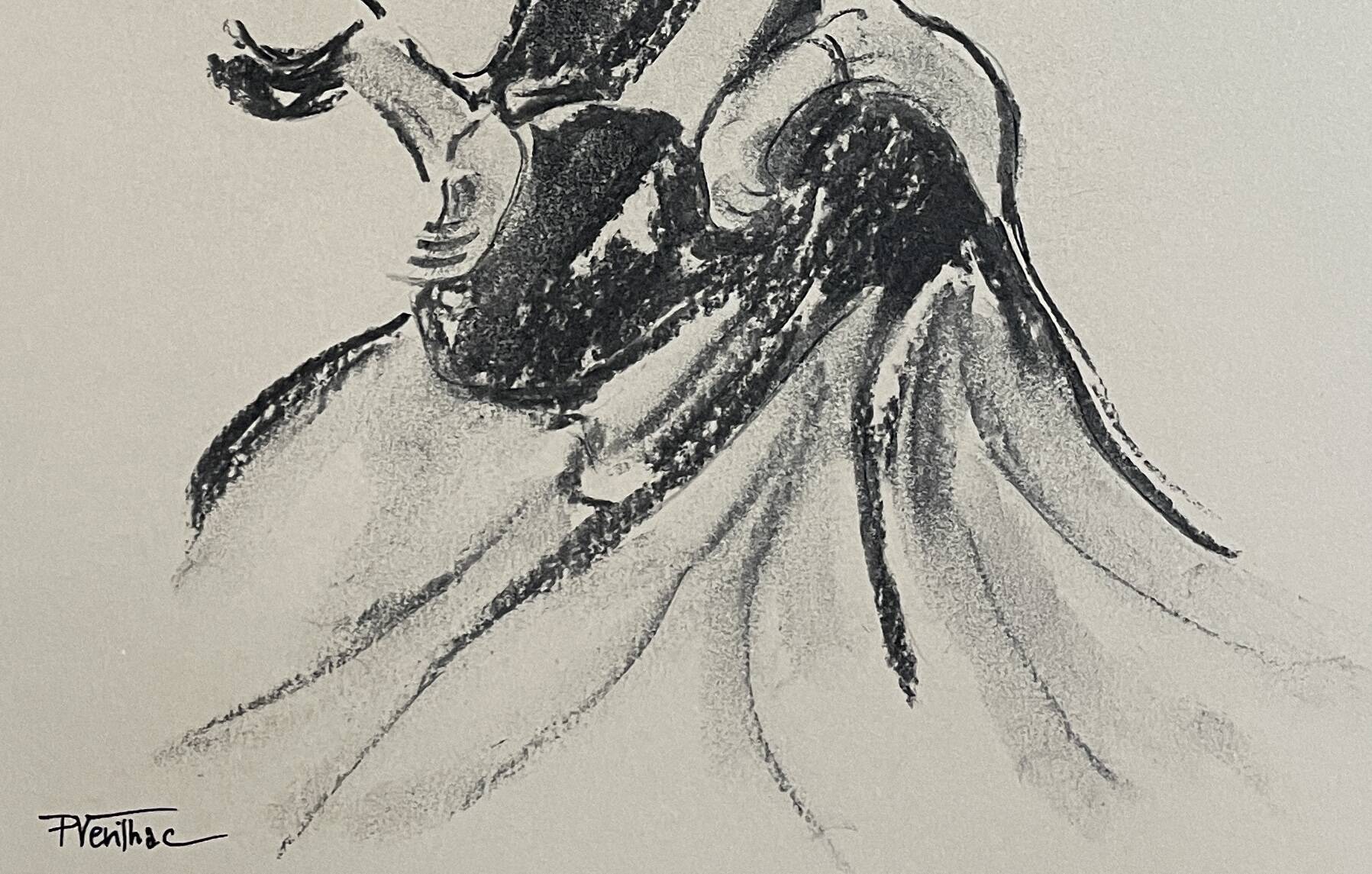 Signed charcoal drawing of a female portrait "lady"