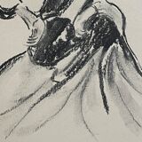 Signed charcoal painting of a female portrait "lady"
