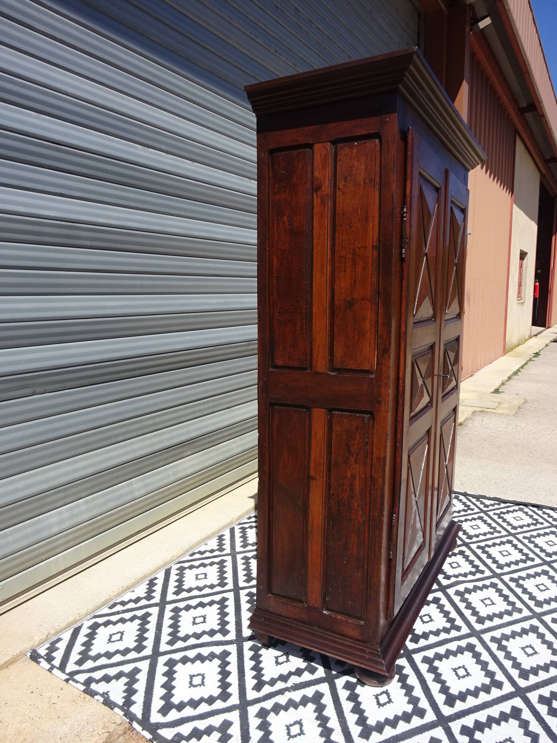 Antique Louis XIII wardrobe, diamond points