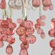 Chandelier pampilles, white and pink drops in clusters.