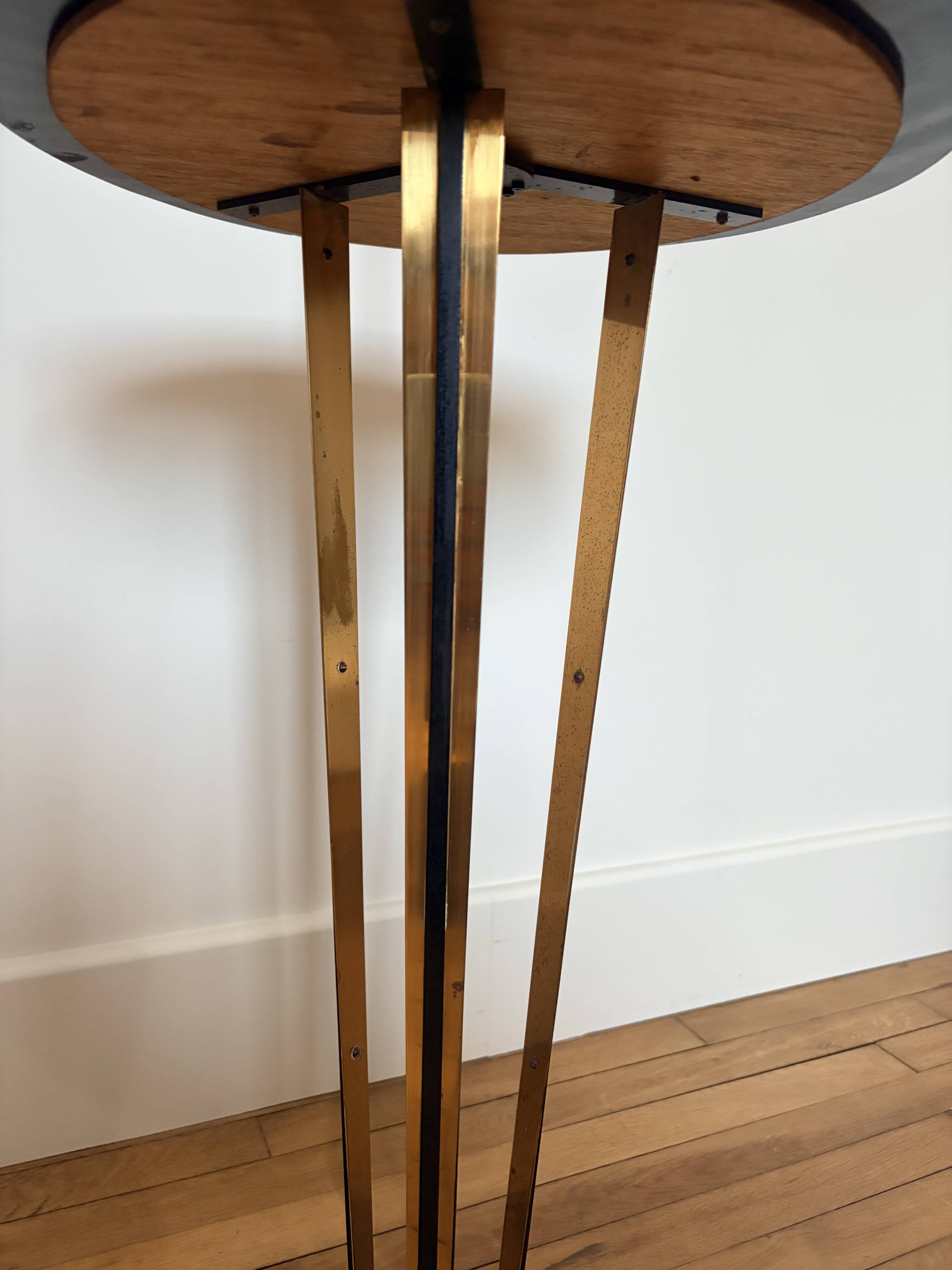 Lampe art déco laiton et verre noir 260415