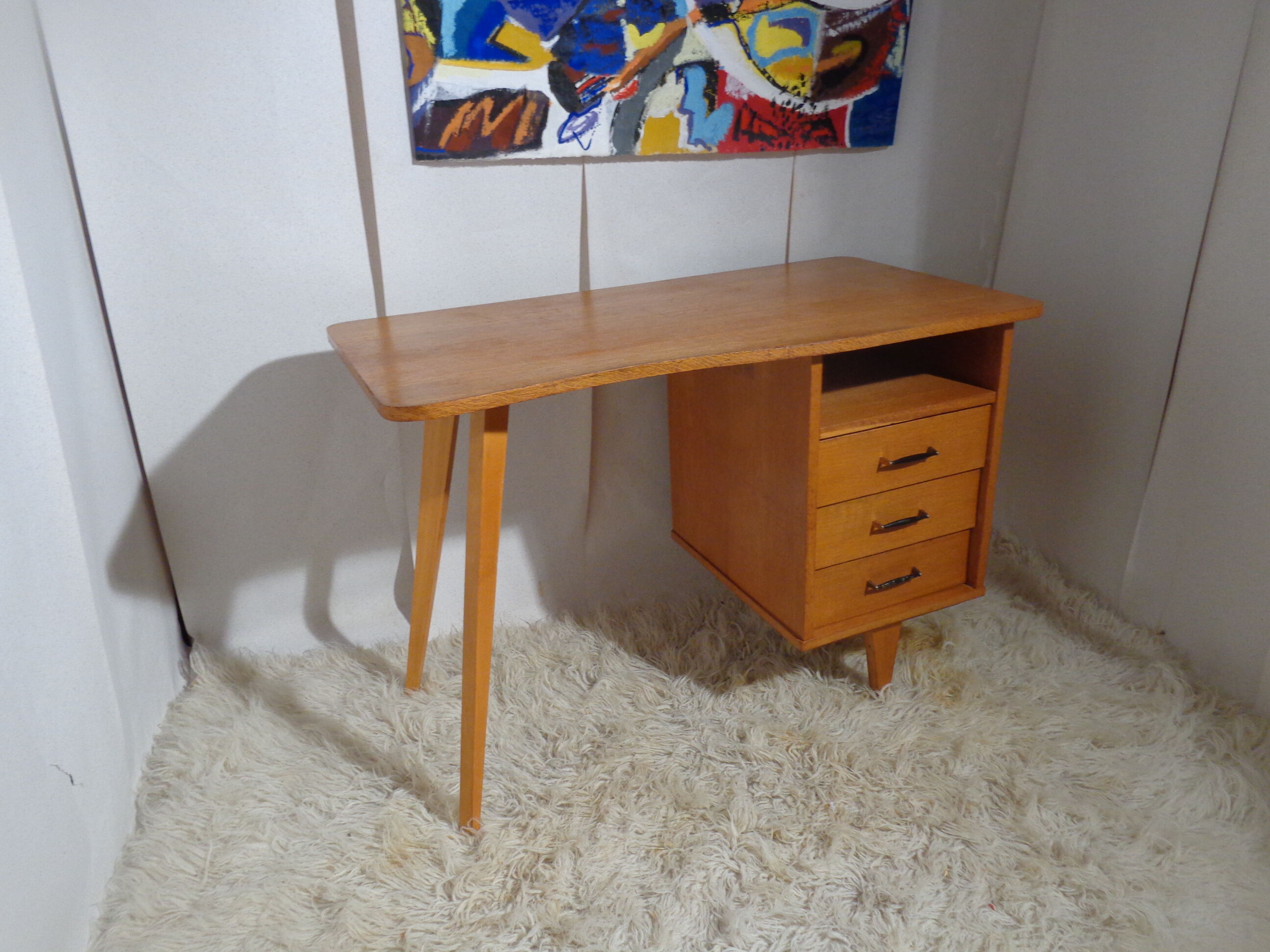 Vintage desk shape bean feet compass year 60