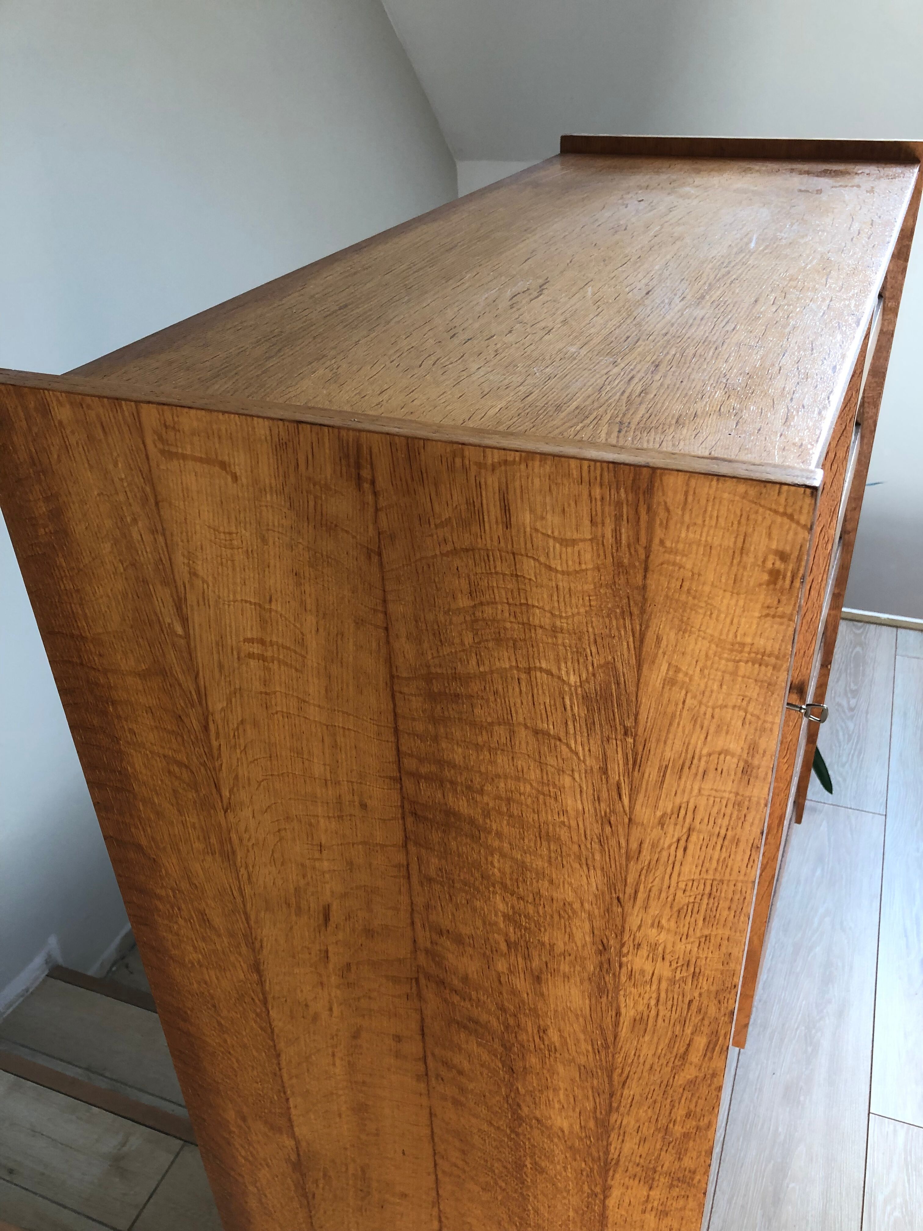 Wood and rattan chest of drawers