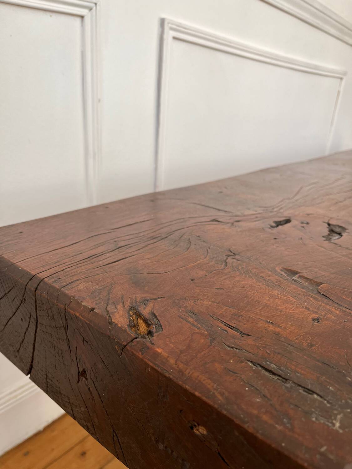 Brutalist Folk Art Bench Solid Oak