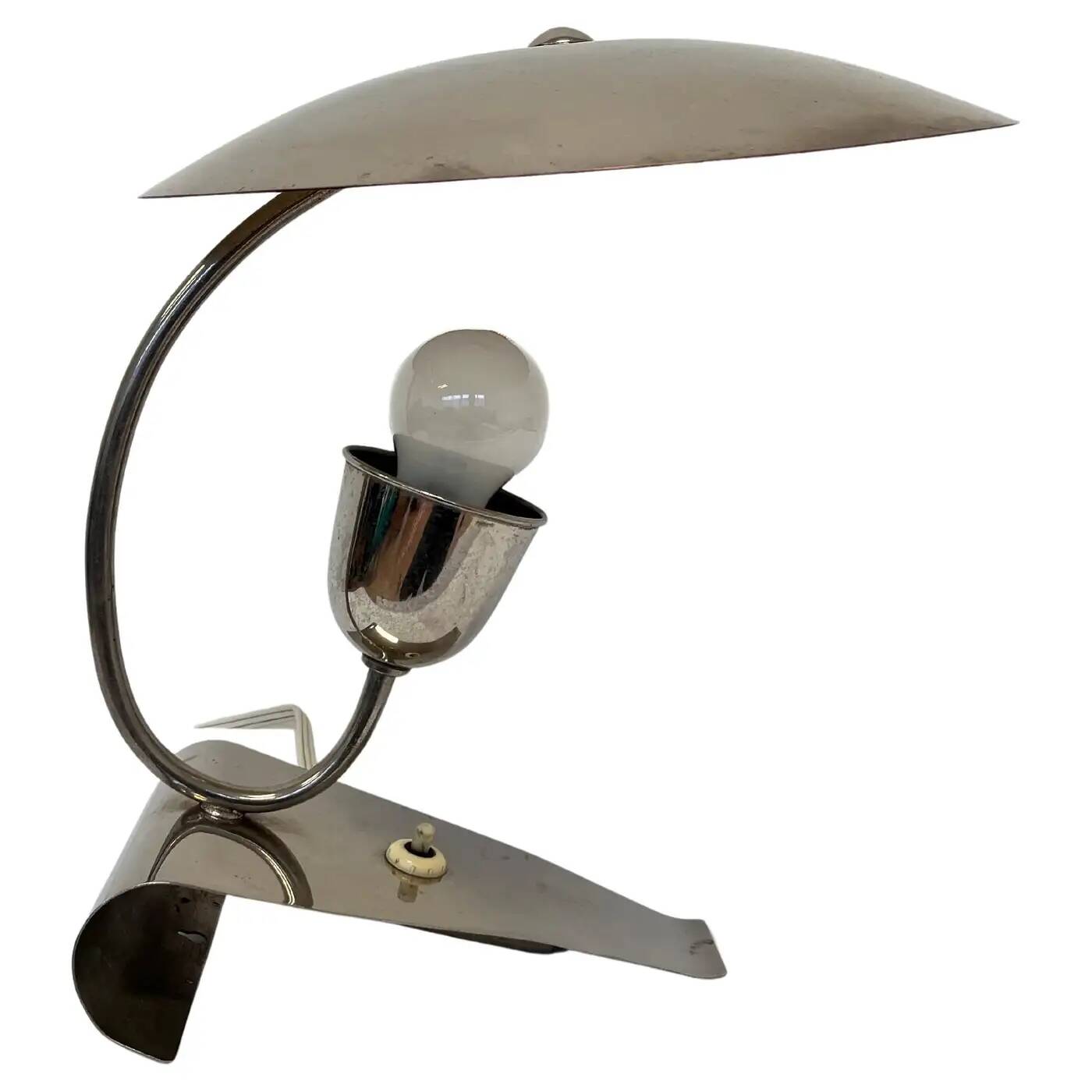 Rare Art Deco Functionalism Chrome Table Lamp, Czechoslovakia, 1930s