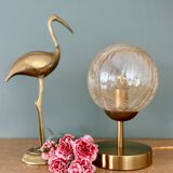 Vintage globe table lamp in amber glass