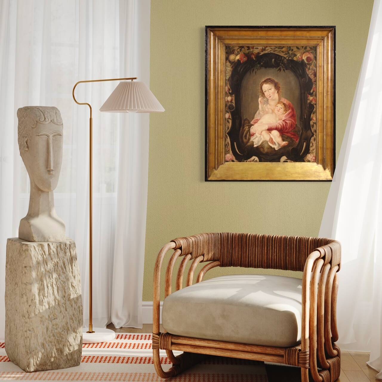 17th century Flemish oil on panel painting, Madonna and Child