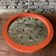 Orange wooden mirror