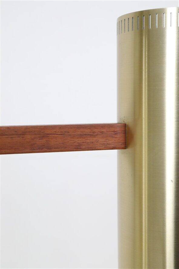 Rare lampe suspendue "Cylinder III" par Jo Hammerborg pour Fog & Mørup / années 1960 / design danois moderne du milieu du siècle / Teck / Laiton