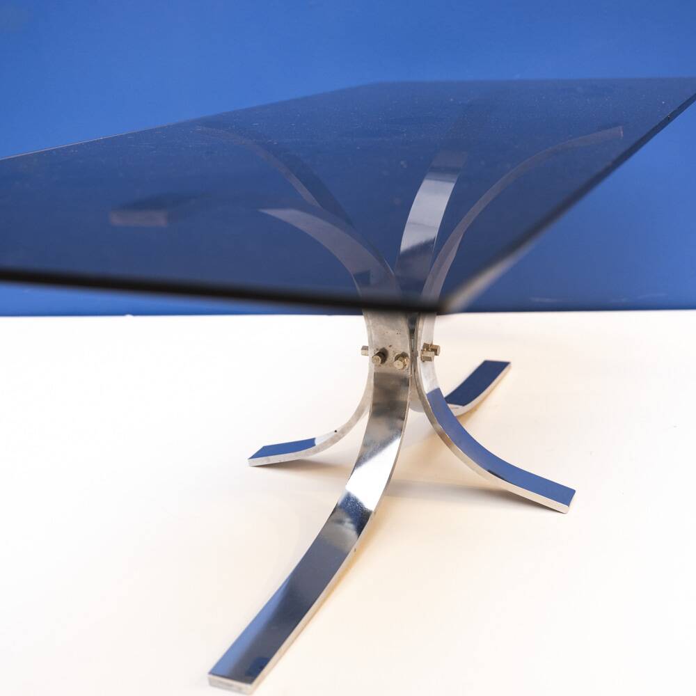Table basse métal et verre années 70