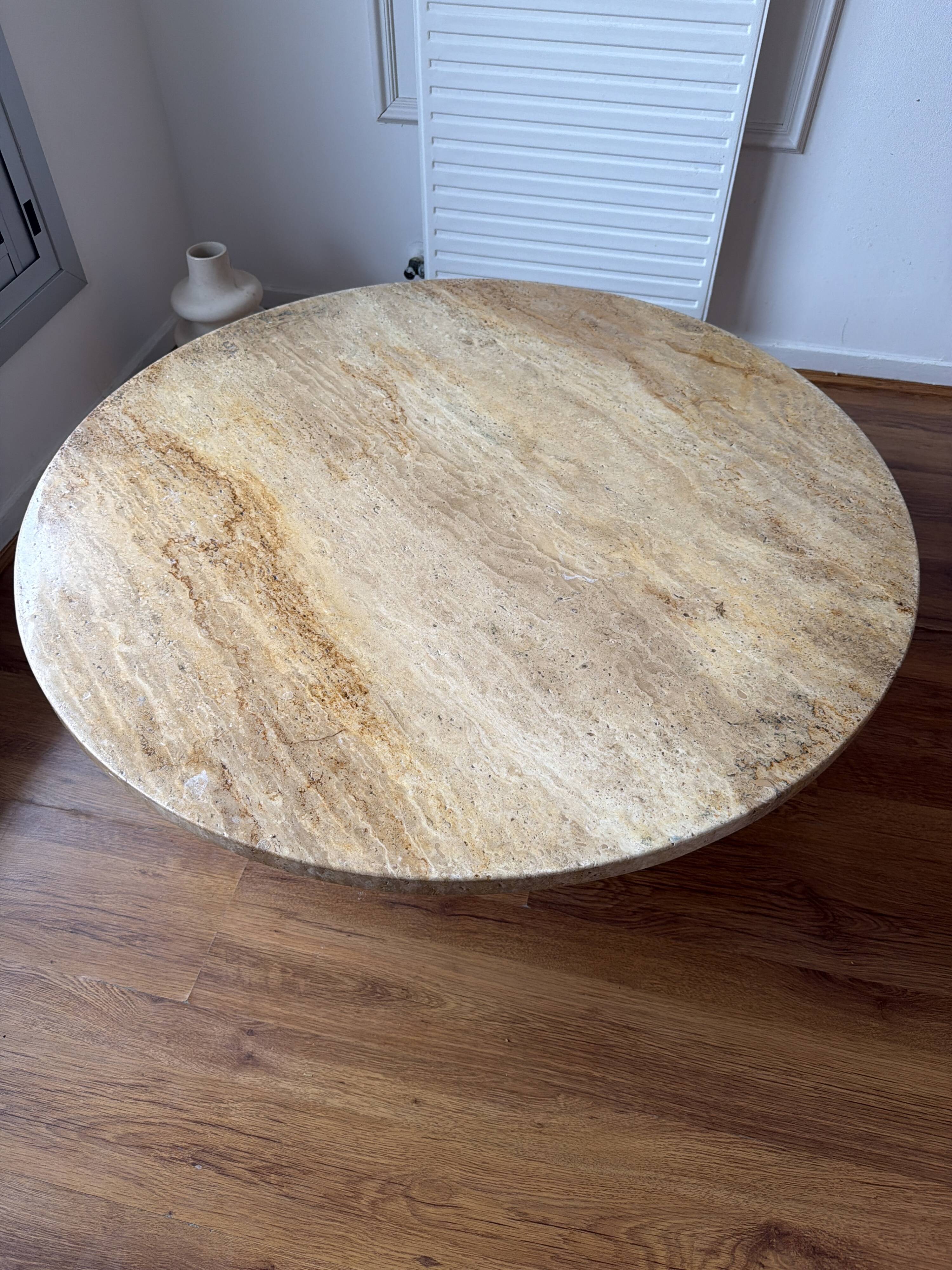 Travertine round table