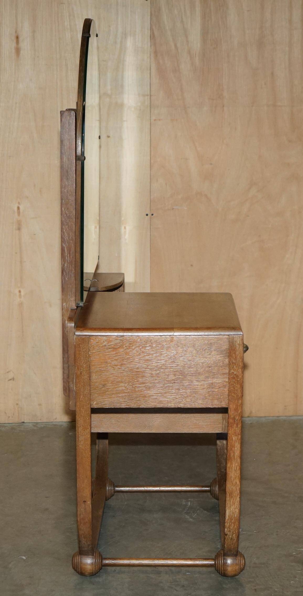 Art Deco whitewashed oak dressing table with Heal's stool.